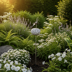 Gartenstecker Steinvögel aus Granit und Edelstahl Höhe 110 cm zur Wahl 1-6 Vögel