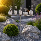 Gartenstecker Steinvögel aus Granit und Edelstahl Höhe 110 cm zur Wahl 1-6 Vögel