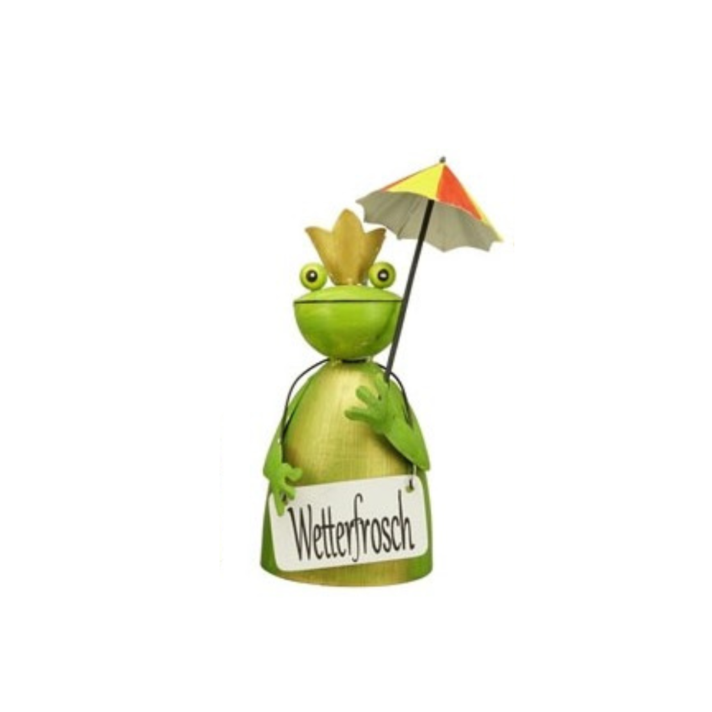 Zaunhocker Wetterfrosch mit Sonnenschirm – 24 cm zur Wahl 4 Schilder