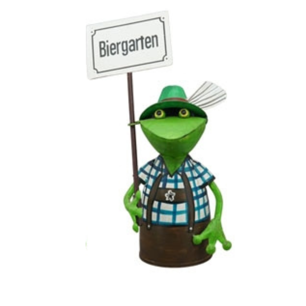 Zaunhocker Biergartenfrosch aus Metall – 30 cm zur Wahl 4 Sprüche