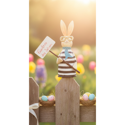 Zaunhocker Hase aus Metall mit Brille & Schild ca. 27 cm zur Wahl