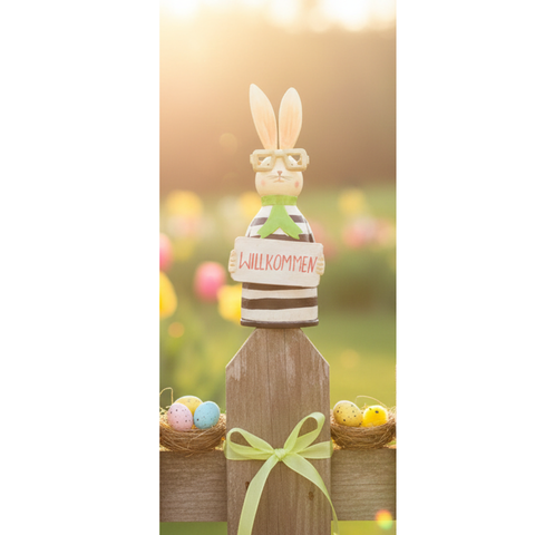 Zaunhocker Hase aus Metall mit Brille & Schild ca. 27 cm zur Wahl