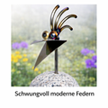 Steinvogel aus Granit und Edelstahl ca. 30 cm 4 Kopfformen zur Wahl