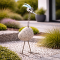 Steinvogel mit Wackelhals Granit und Edelstahl ca. 45 cm Naturstein Deko