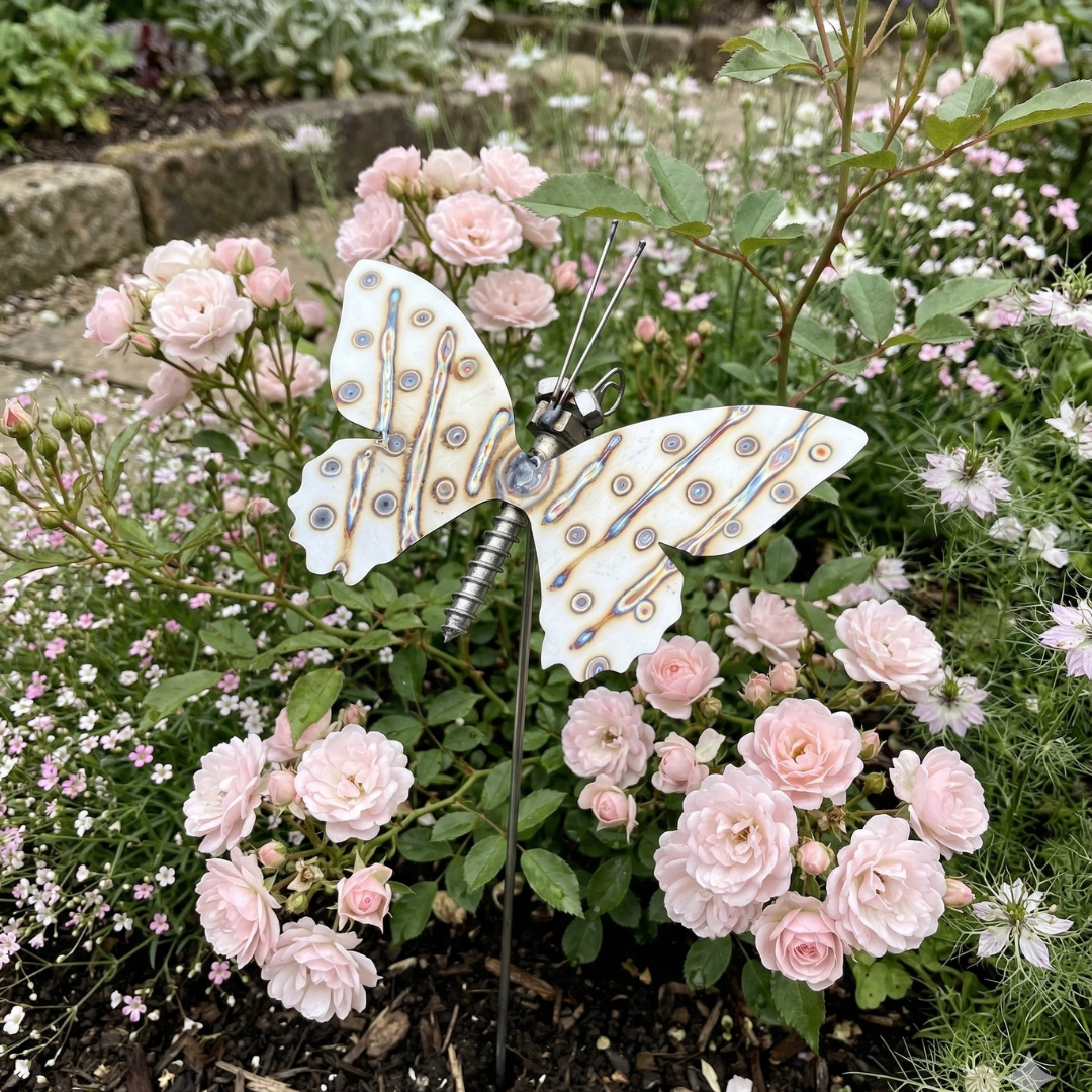 Gartenstecker Schmetterling aus Edelstahl 75 cm