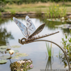 Gartenstecker Libelle Edelstahl – schwingend & wetterfest, 150 cm