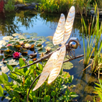 Gartenstecker Libelle Edelstahl schwingend & wetterfest, 200 cm
