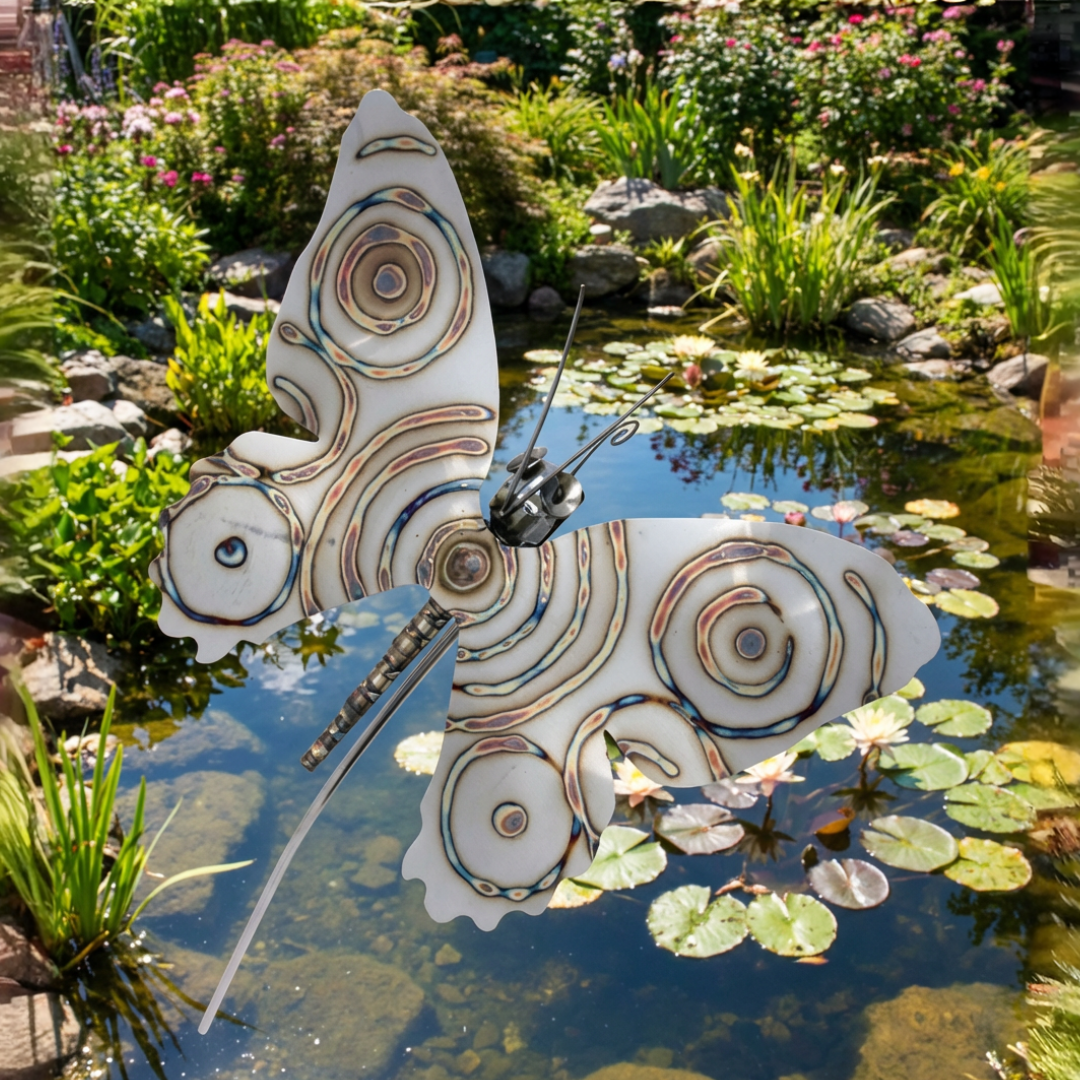 Gartenstecker Schmetterling Edelstahl schwingend & wetterfest, 150 cm