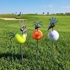 Gartenstecker Birdie Golfball Edelstahl 65 cm, Geschenk für Golfspieler
