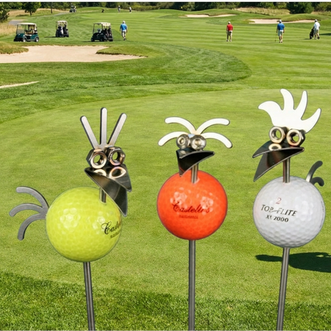 Gartenstecker Birdie Golfball Edelstahl 65 cm, Geschenk für Golfspieler