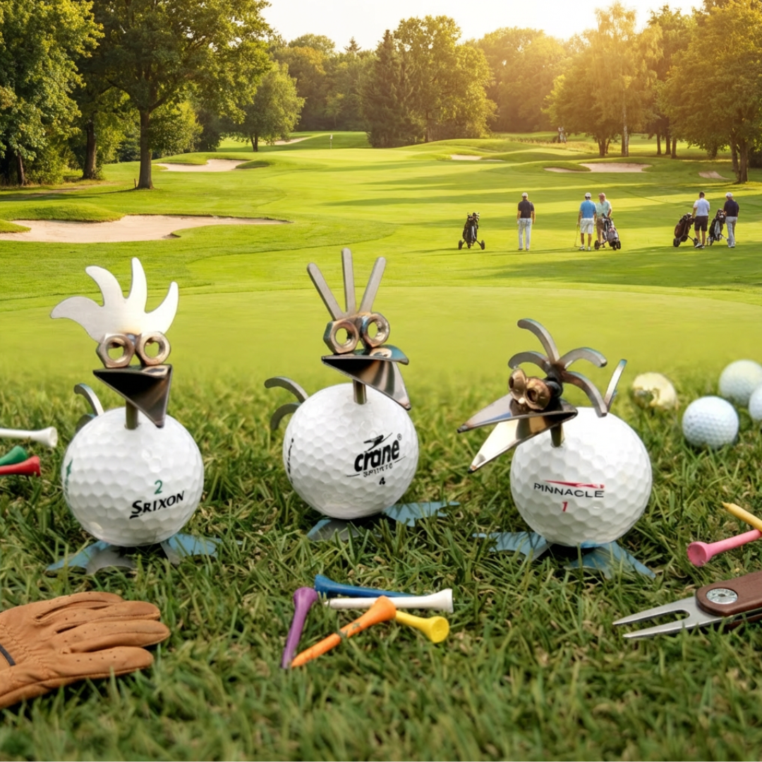 Golf Birdie Set Edelstahl – 3er Set 8,5 cm, Geschenk für Golfspieler