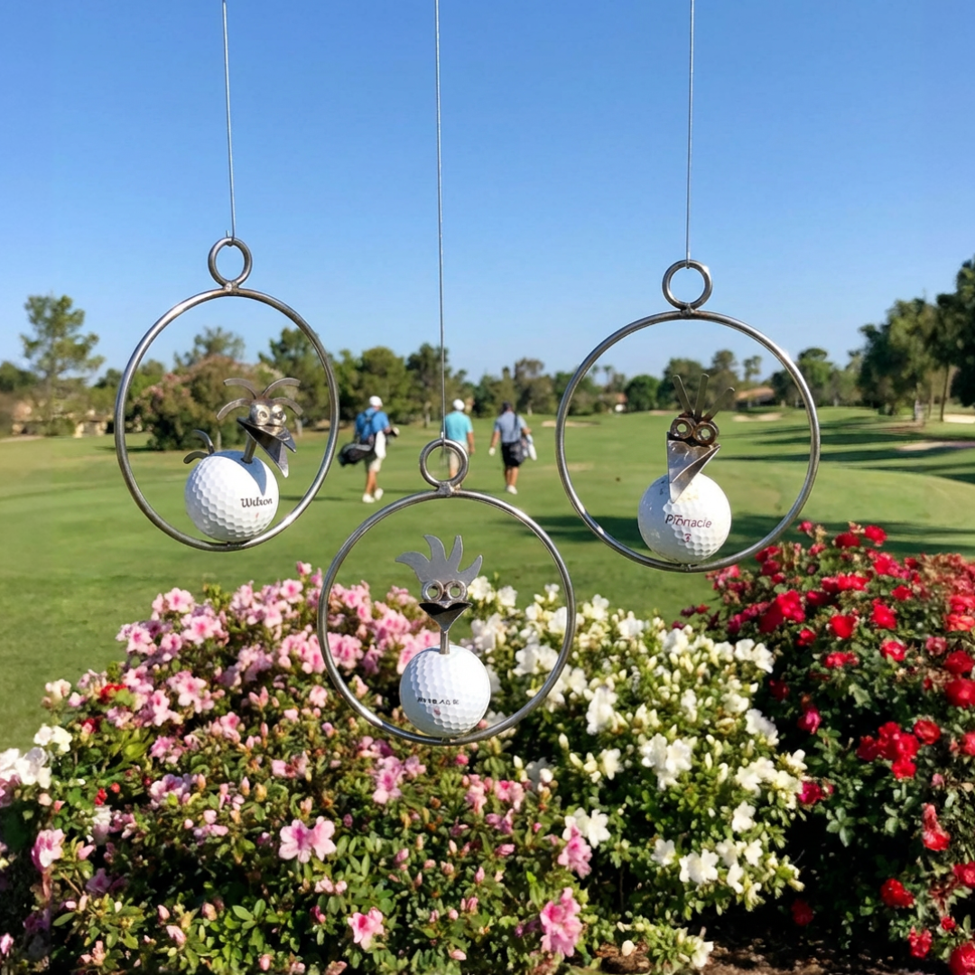 Golf Birdie Hängedeko Edelstahl – Ring 12 cm, Geschenk für Golfspieler