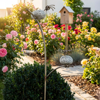 Gartenstecker Steinvogel Mama und Kind aus Granit und Edelstahl 90 cm wetterfest