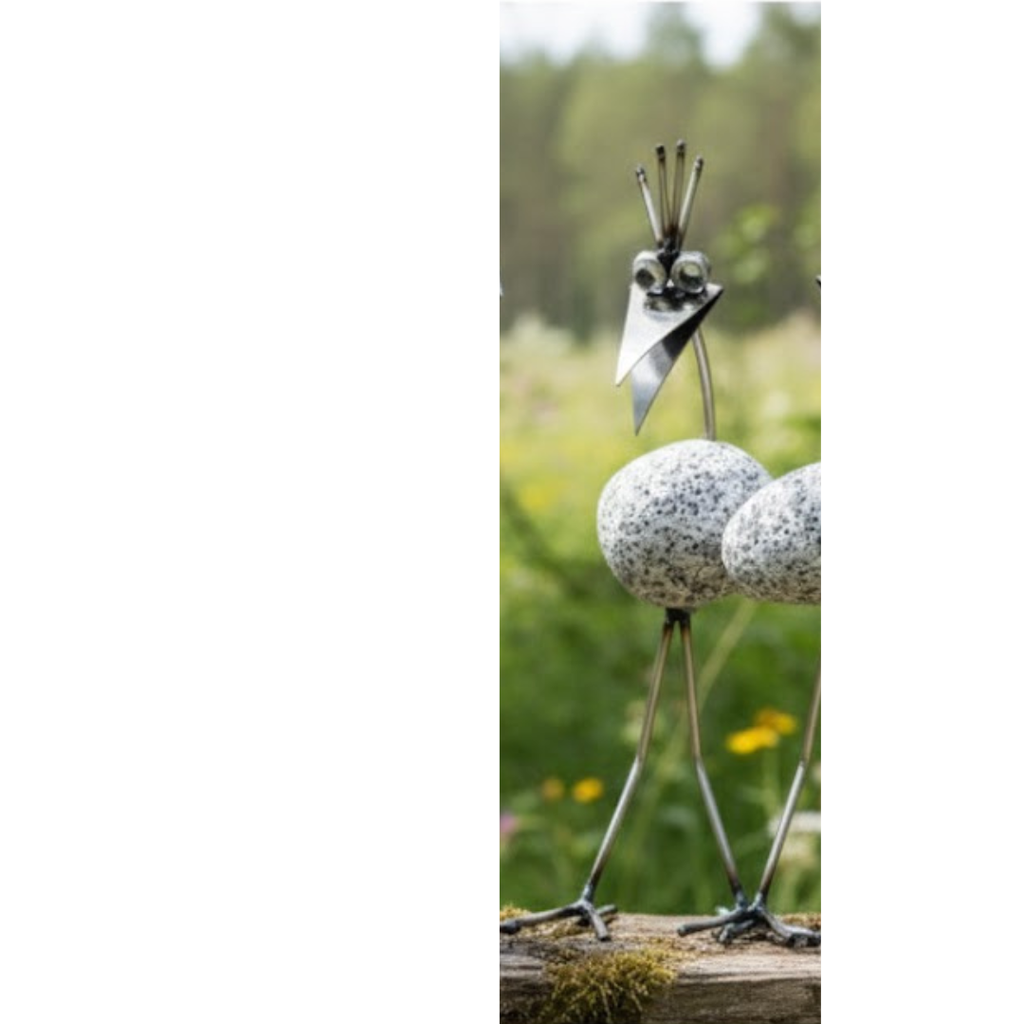 Steinvogel aus Granit und Edelstahl ca. 30 cm 5 Kopfformen zur Wahl