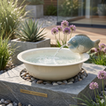 Dekoschale Creme aus Metall – Wasserschale für Garten, Brunnen & Deko, 40 cm