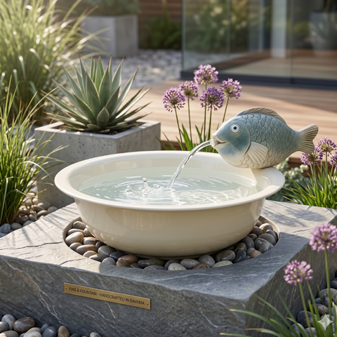 Dekoschale Creme aus Metall – Wasserschale für Garten, Brunnen & Deko, 40 cm