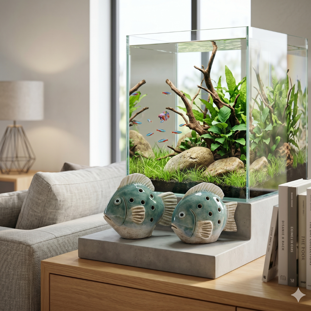Deko Fisch Ocean 2er Set aus Keramik – maritime Gartendeko & Wohnaccessoire