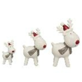 Dekofiguren 3-er Set Rentier aus Keramik weiß,rot,grau  ca. 10cm, 15,5 und 19,5 cm