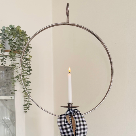 Kerzenring Dekoring mit Kerzenhalter ArgenT aus Metall ca. Ø 48 cm