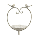 Gartenstecker Vogelfutterplatz Metall Herz Shabby weiß ca. 104 cm