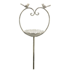 Gartenstecker Vogelfutterplatz Metall Herz Shabby weiß ca. 104 cm