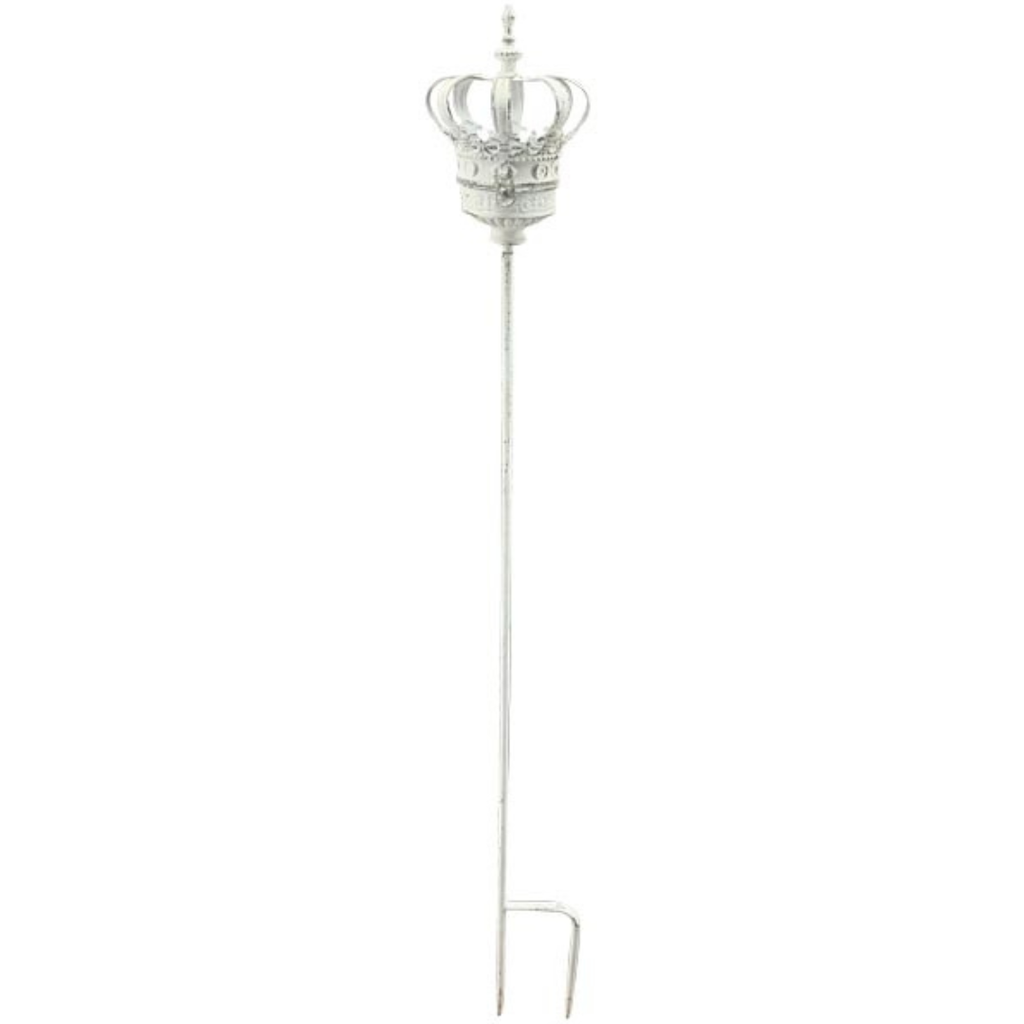Gartenstecker Krone Weiß – Metall Shabby-Stil ca. 110 cm