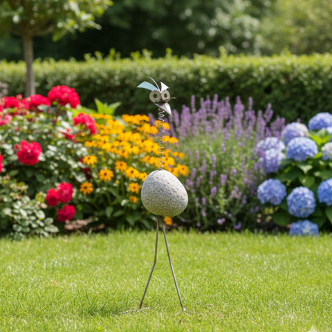 Steinvogel SV 181 ca. 45cm hoch aus Granit und Edelstahl