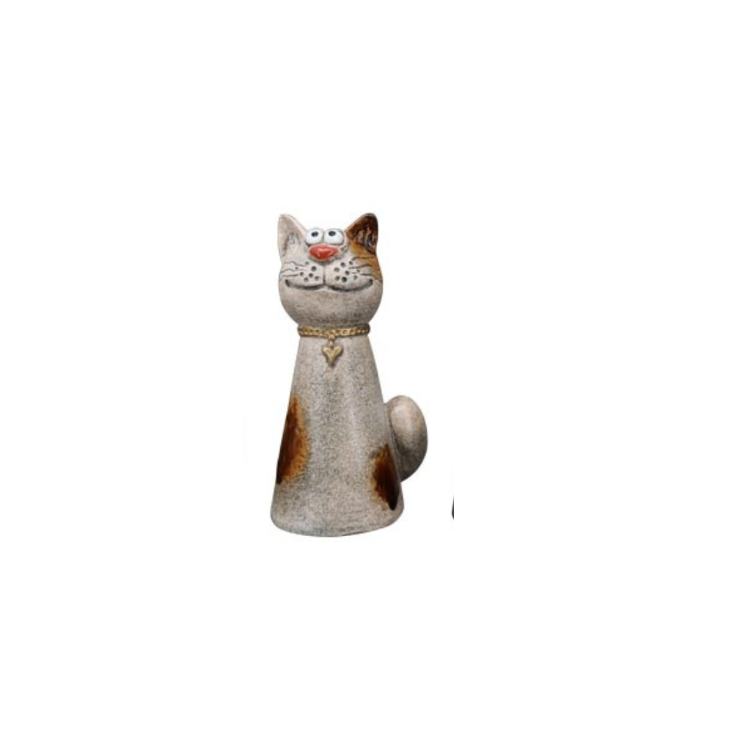 Zaunhocker Katze aus Steinzeug – 4 Farben – Gartendeko