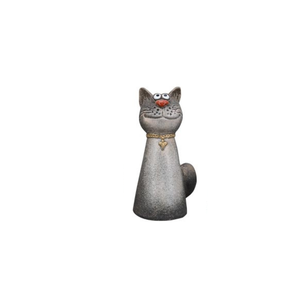 Zaunhocker Katze aus Steinzeug – 4 Farben – Gartendeko