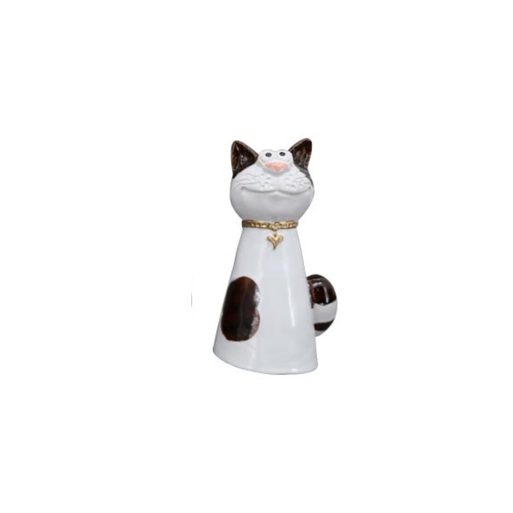Zaunhocker Katze aus Steinzeug – 4 Farben – Gartendeko