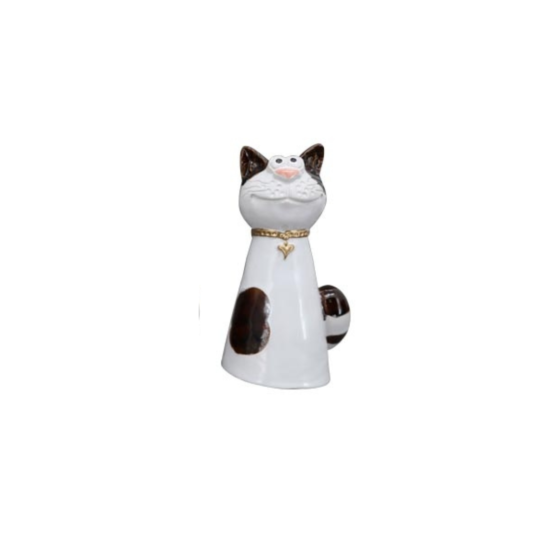 Zaunhocker Katze aus Steinzeug – 4 Farben – Gartendeko