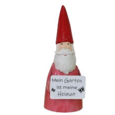 Zaunhocker Gartenzwerg aus Metall ca. 26 cm – 6 versch. Sprüche zur Wahl