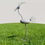 Steinvogel aus Granit und Edelstahl ca. 80 cm Gartendeko