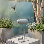 Steinvogel aus Granit und Edelstahl ca. 80 cm Gartendeko
