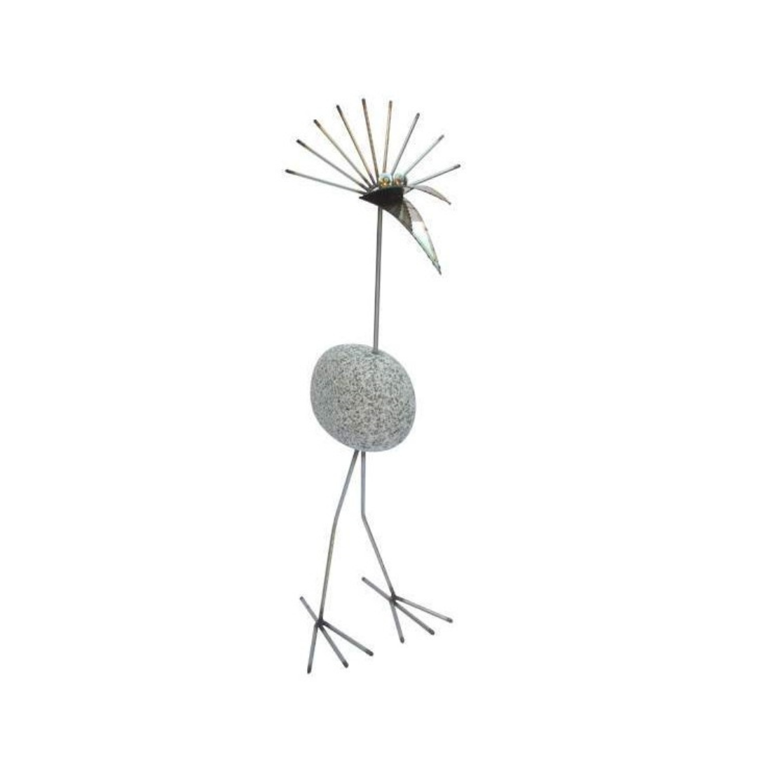 Steinvogel aus Granit und Edelstahl ca. 65 cm – Design Gartendeko