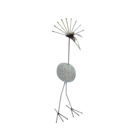 Steinvogel aus Granit und Edelstahl ca. 65 cm – Design Gartendeko