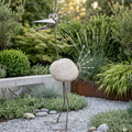 Steinvogel aus Granit und Edelstahl 100 cm Gartendeko aus Naturstein