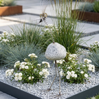Steinvogel mit Wackelhals aus Granit und Edelstahl ca. 100 cm Natursteindeko