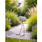 Steinvogel XL aus Granit und Edelstahl ca. 100 cm große Natursteindeko