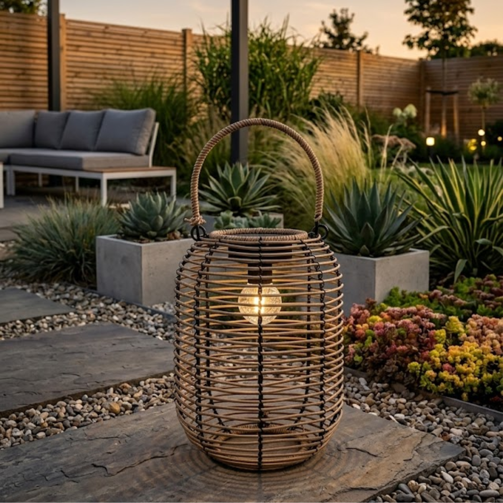 Solar Laterne Lumière in Rattan-Optik – natürliche Gartenlampe für Terrasse & Balkon