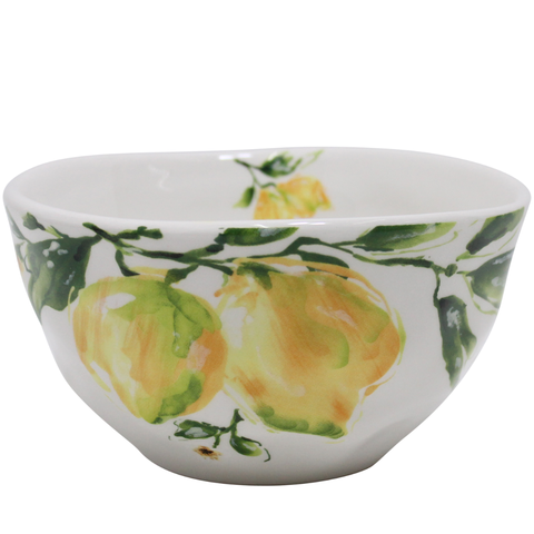 Schüssel aus Keramik mit Zitronenmotiv,  Servierschale im Zitronentrend, ca. 14,5 × 14,5 × 7,7 cm