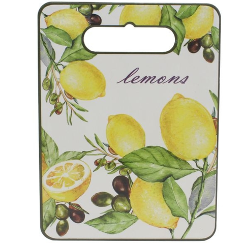 Keramik Brett mit Zitronenmotiv – Servier- & Schneidebrett mit Glasur ca. 20 × 15 cm