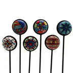 Pflanzstecker Keramik rund – Flower Power Gartenstecker bunt 25 cm
