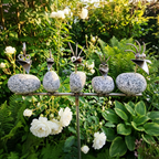 Gartenstecker Steinvögel aus Granit und Edelstahl Höhe 110 cm zur Wahl 1-6 Vögel