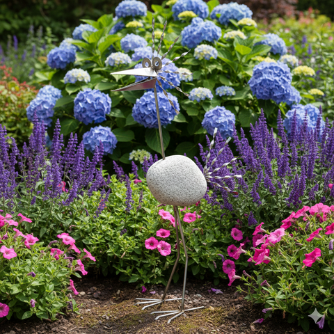 Steinvogel SVXL109 S ca.100 cm hoch aus Granit und Edelstahl