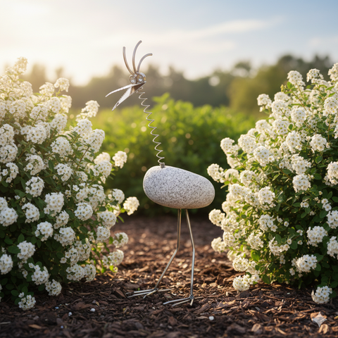 Steinvogel SV 180 ca. 50 cm hoch aus Granit und Edelstahl Original Gebrüder Lomprich