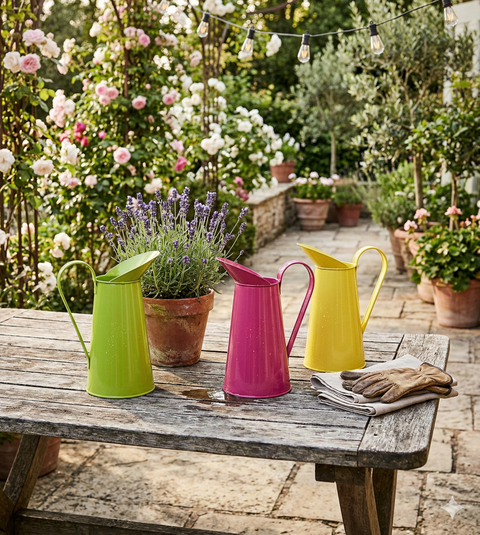 Kanne aus Metall ca. 29 cm – Deko Kanne zur Wahl Pink, Grün oder Gelb