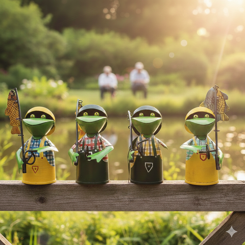 Zaunhocker Angler aus Metall 25 cm – Gartendeko in 4 Ausführungen