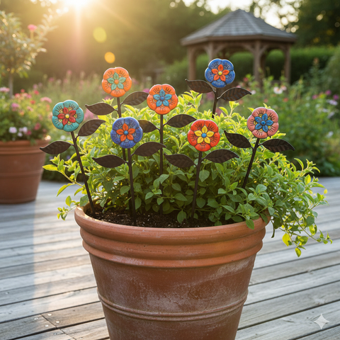 Pflanzstecker Keramikblume handbemalt ca. 23 cm