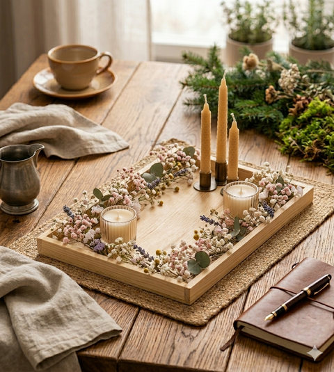 Holz Tablett Natur 34x15 cm – Deko Tablett Handmade